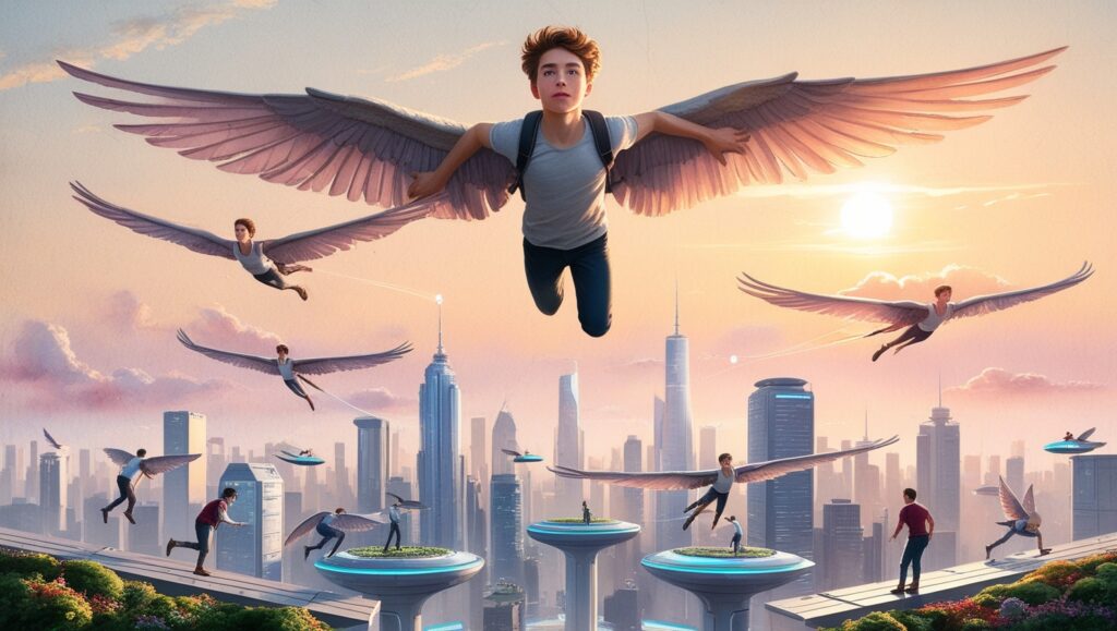 What If Humans Had Wings and Could Fly Naturally?