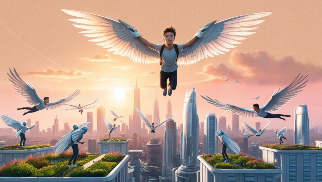 What If Humans Had Wings and Could Fly Naturally?