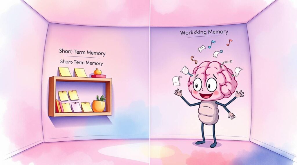 How does working memory differ from short-term memory?